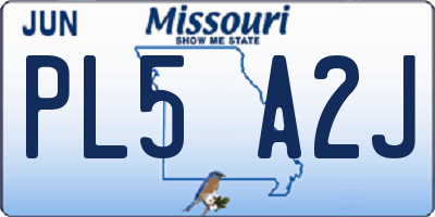 MO license plate PL5A2J