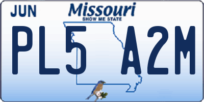 MO license plate PL5A2M