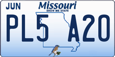 MO license plate PL5A2O