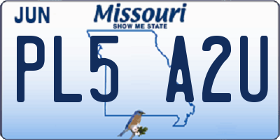 MO license plate PL5A2U