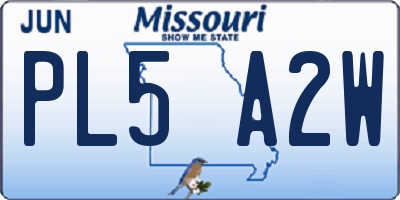 MO license plate PL5A2W