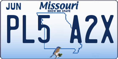 MO license plate PL5A2X