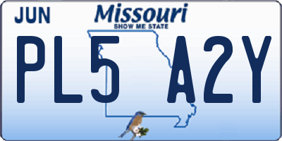 MO license plate PL5A2Y