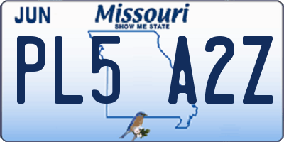 MO license plate PL5A2Z