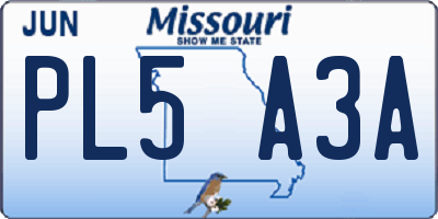 MO license plate PL5A3A