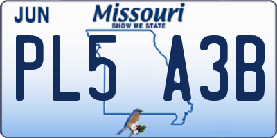 MO license plate PL5A3B