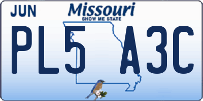 MO license plate PL5A3C