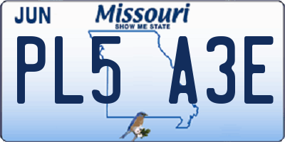 MO license plate PL5A3E