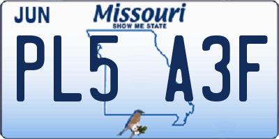 MO license plate PL5A3F