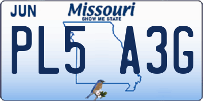MO license plate PL5A3G