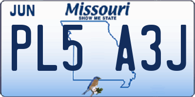 MO license plate PL5A3J