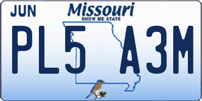 MO license plate PL5A3M