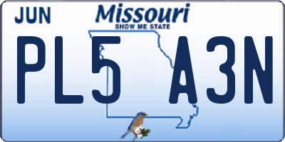 MO license plate PL5A3N