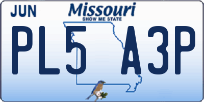MO license plate PL5A3P