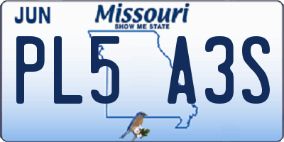 MO license plate PL5A3S