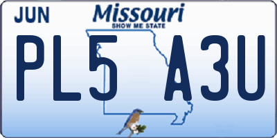 MO license plate PL5A3U