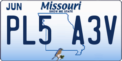 MO license plate PL5A3V
