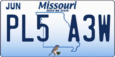 MO license plate PL5A3W