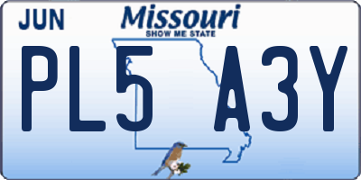 MO license plate PL5A3Y