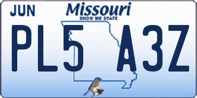 MO license plate PL5A3Z