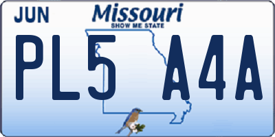 MO license plate PL5A4A