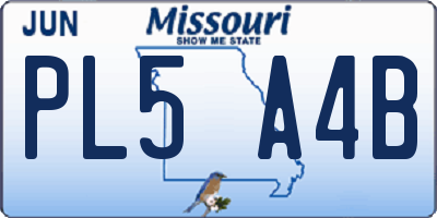 MO license plate PL5A4B