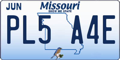 MO license plate PL5A4E
