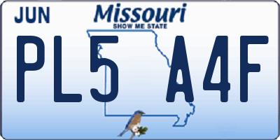 MO license plate PL5A4F
