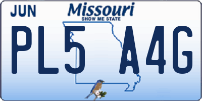 MO license plate PL5A4G