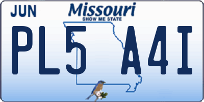 MO license plate PL5A4I