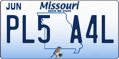 MO license plate PL5A4L