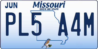 MO license plate PL5A4M