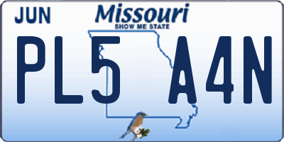 MO license plate PL5A4N