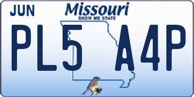 MO license plate PL5A4P