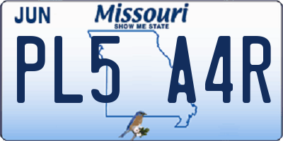 MO license plate PL5A4R