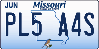 MO license plate PL5A4S