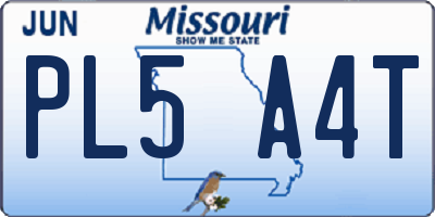 MO license plate PL5A4T