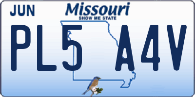 MO license plate PL5A4V