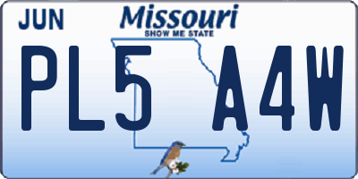 MO license plate PL5A4W