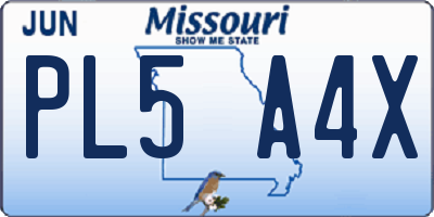MO license plate PL5A4X