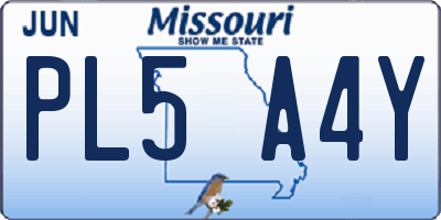 MO license plate PL5A4Y