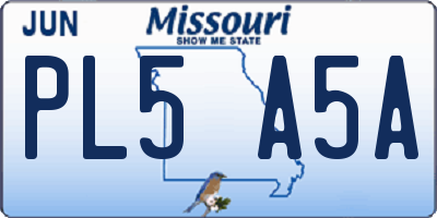 MO license plate PL5A5A