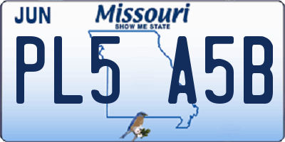MO license plate PL5A5B