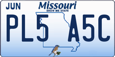 MO license plate PL5A5C
