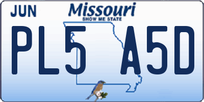 MO license plate PL5A5D