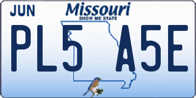 MO license plate PL5A5E