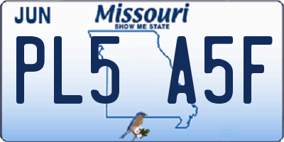 MO license plate PL5A5F