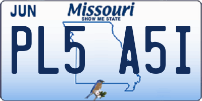 MO license plate PL5A5I