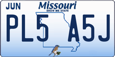 MO license plate PL5A5J