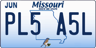 MO license plate PL5A5L